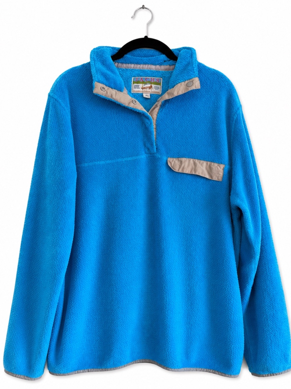 JACHS Cabin Blue Plush Fleece Snap Pullover XL